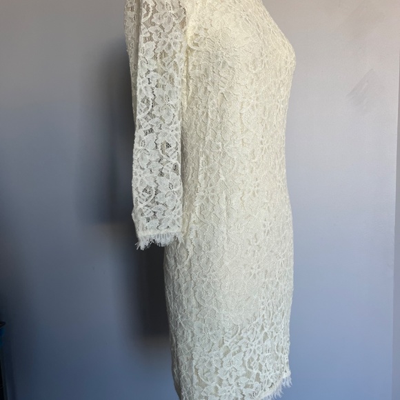 Diane Von Furstenberg Ivory Zarita Lace Mini Cocktail Special Occasion Dress 4 - Picture 9 of 15